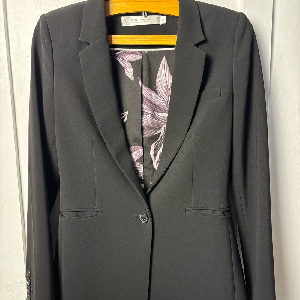 Simons Black Blazer with Floral Lining